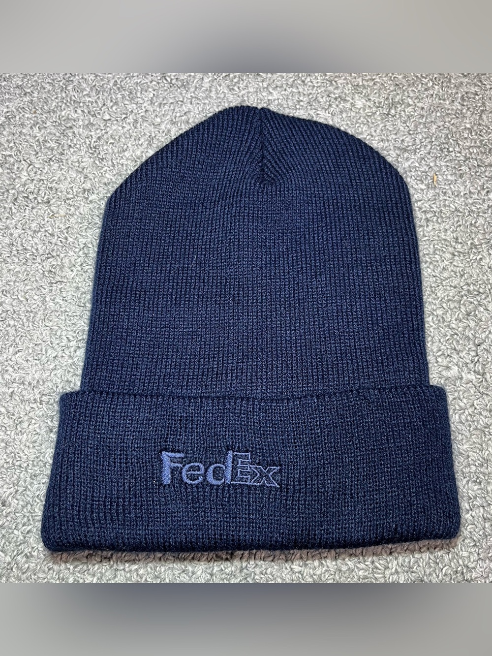 FedEx Navy Blue Adult Embroidered Beanie Hat OSFA Made in USA